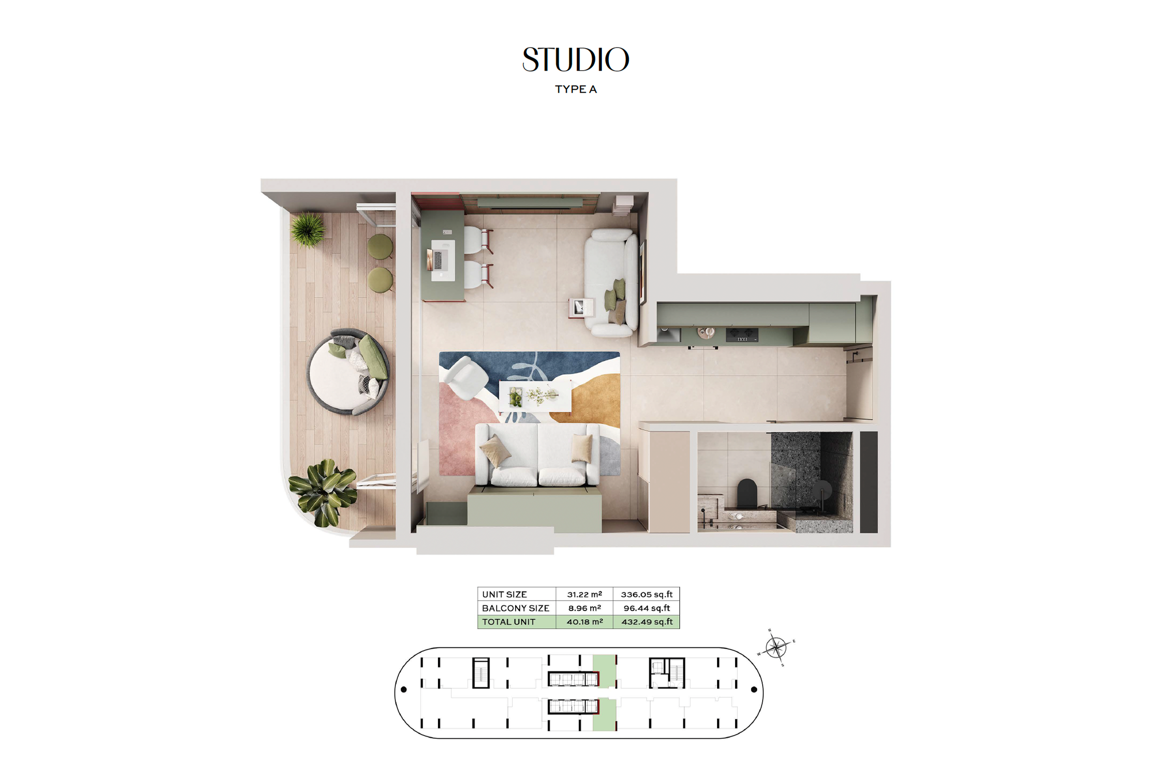Studio Type A floor plan